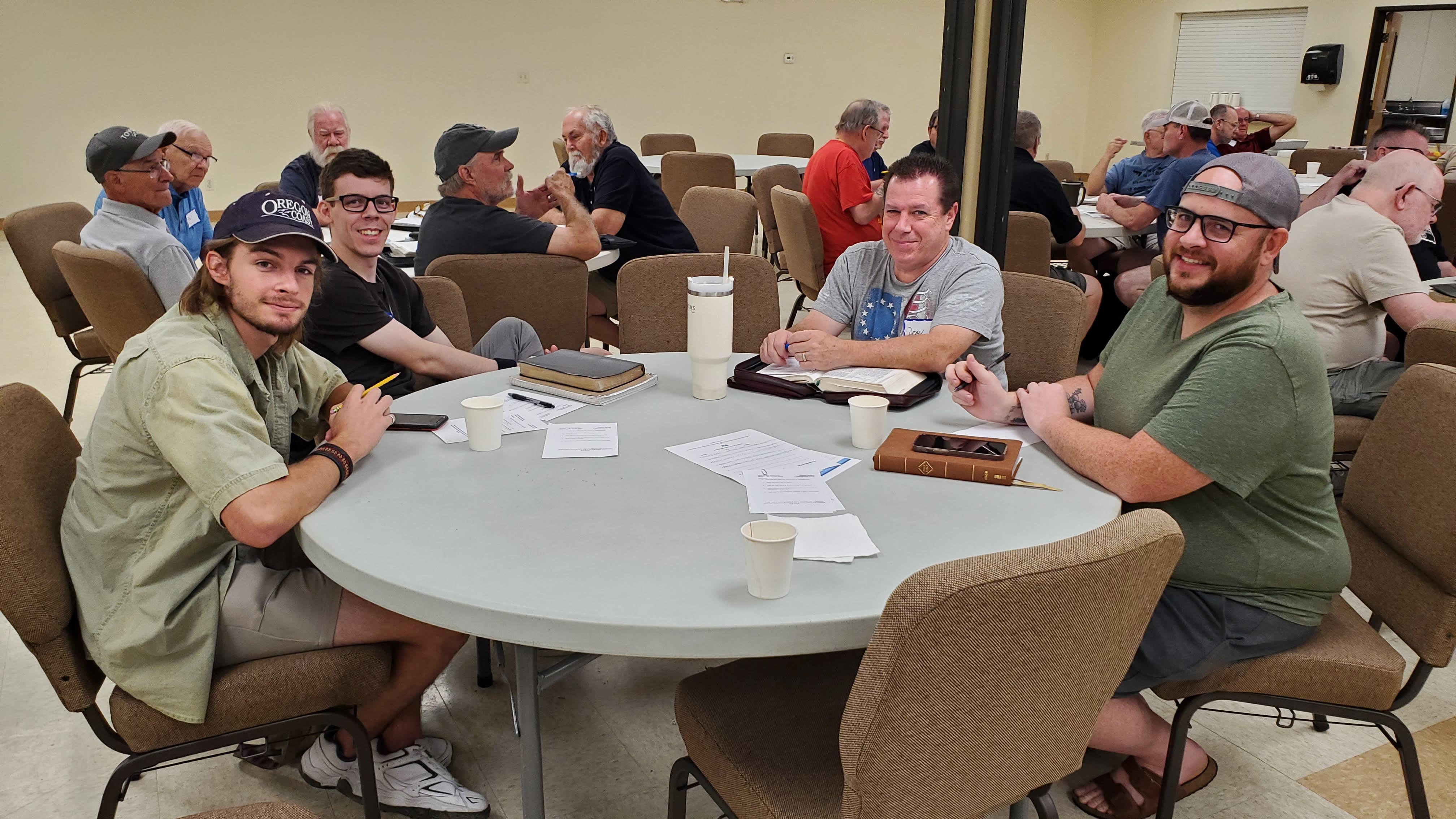 Men's Bible Study at table