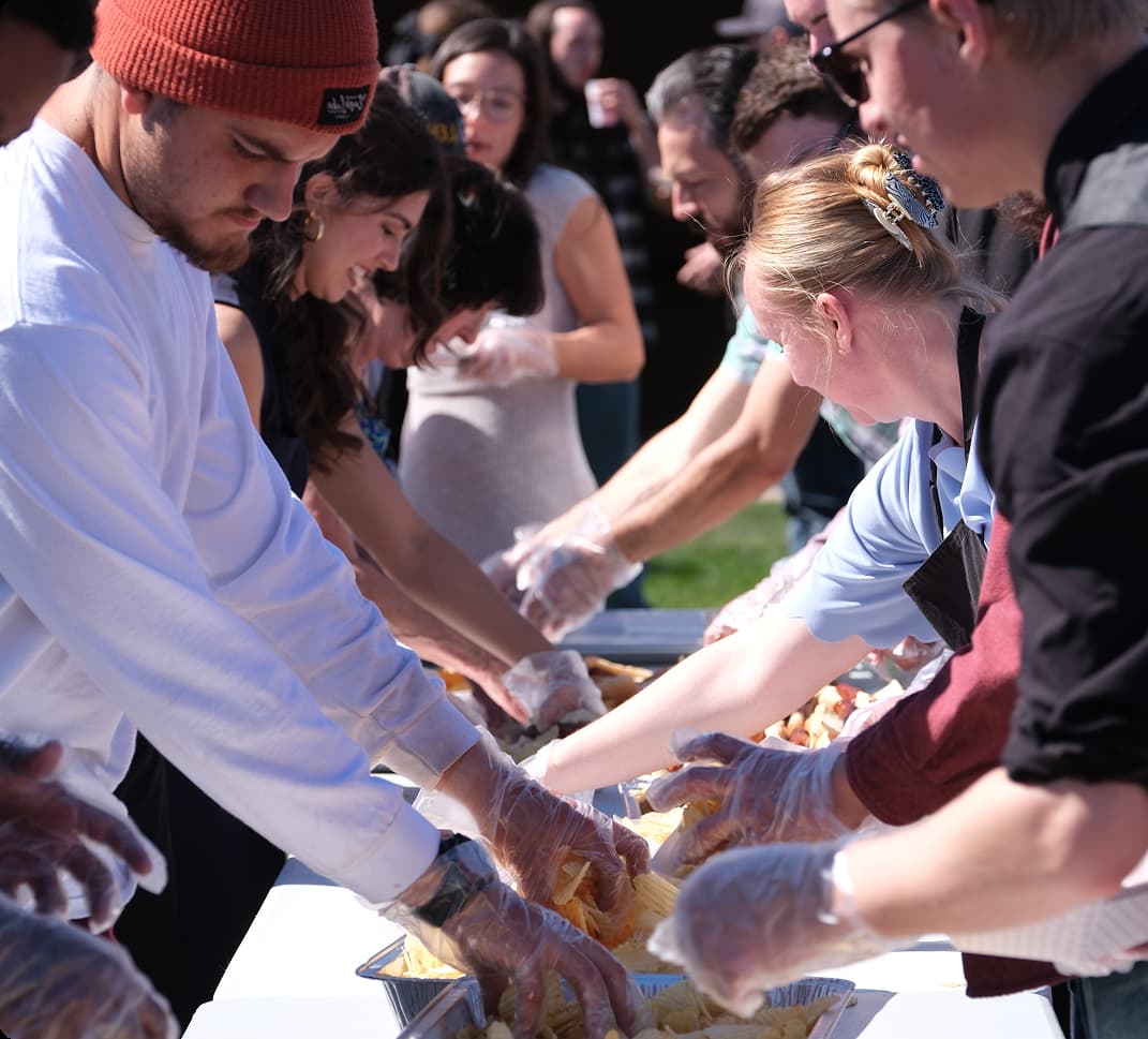 People serving others food