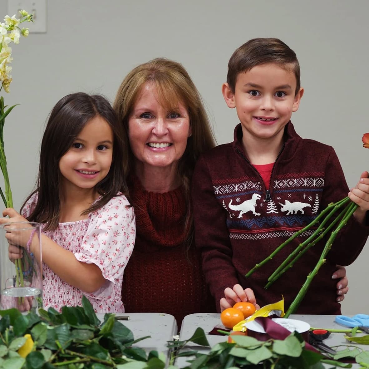 kids holding flowers