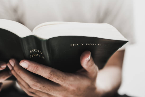 Closeup shot of reading holy bible.